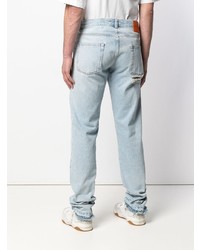 hellblaue Jeans mit Destroyed-Effekten von Heron Preston