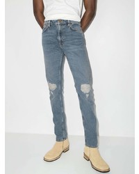 hellblaue Jeans mit Destroyed-Effekten von Nudie Jeans