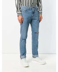 hellblaue Jeans mit Destroyed-Effekten von Saint Laurent