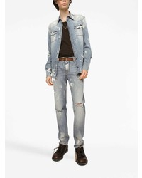 hellblaue Jeans mit Destroyed-Effekten von Dolce & Gabbana
