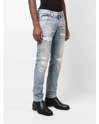 hellblaue Jeans mit Destroyed-Effekten von Philipp Plein