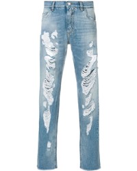 hellblaue Jeans mit Destroyed-Effekten von Dolce & Gabbana