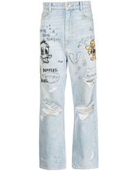 hellblaue Jeans mit Destroyed-Effekten von DOMREBEL