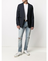 hellblaue Jeans mit Destroyed-Effekten von Balmain