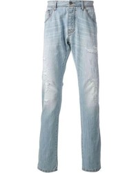hellblaue Jeans mit Destroyed-Effekten von Ermanno Scervino