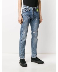 hellblaue Jeans mit Destroyed-Effekten von Philipp Plein