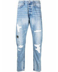 hellblaue Jeans mit Destroyed-Effekten von Evisu