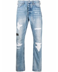 hellblaue Jeans mit Destroyed-Effekten von Evisu