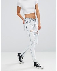 hellblaue Jeans mit Destroyed-Effekten von Glamorous