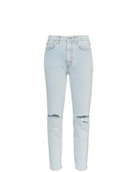 hellblaue Jeans mit Destroyed-Effekten von Heron Preston