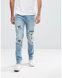 hellblaue Jeans mit Destroyed-Effekten von Hoxton Denim