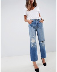 hellblaue Jeans mit Destroyed-Effekten von J Brand