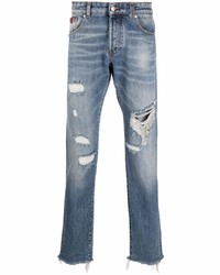 hellblaue Jeans mit Destroyed-Effekten von John Richmond