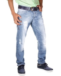 hellblaue Jeans mit Destroyed-Effekten von KINGZ