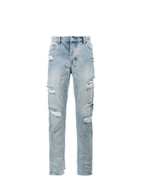 hellblaue Jeans mit Destroyed-Effekten von Ksubi