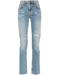 hellblaue Jeans mit Destroyed-Effekten von Nudie Jeans