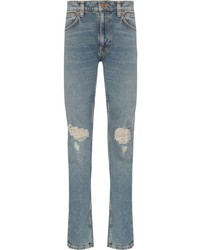 hellblaue Jeans mit Destroyed-Effekten von Nudie Jeans