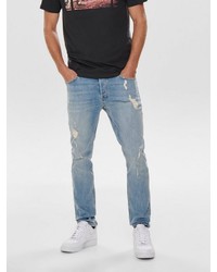 hellblaue Jeans mit Destroyed-Effekten von ONLY & SONS