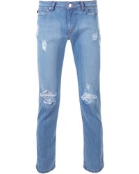 hellblaue Jeans mit Destroyed-Effekten von Ovadia & Sons