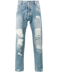 hellblaue Jeans mit Destroyed-Effekten von Palm Angels