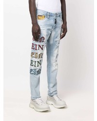 hellblaue Jeans mit Destroyed-Effekten von Philipp Plein