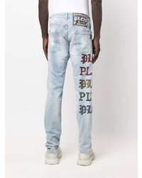 hellblaue Jeans mit Destroyed-Effekten von Philipp Plein