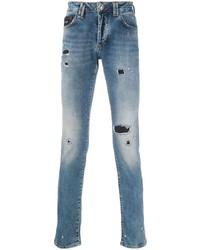 hellblaue Jeans mit Destroyed-Effekten von Philipp Plein