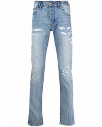 hellblaue Jeans mit Destroyed-Effekten von Philipp Plein