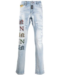 hellblaue Jeans mit Destroyed-Effekten von Philipp Plein