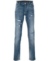 hellblaue Jeans mit Destroyed-Effekten von Philipp Plein