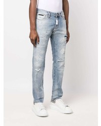 hellblaue Jeans mit Destroyed-Effekten von Philipp Plein