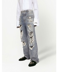 hellblaue Jeans mit Destroyed-Effekten von Dolce & Gabbana