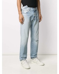 hellblaue Jeans mit Destroyed-Effekten von Heron Preston