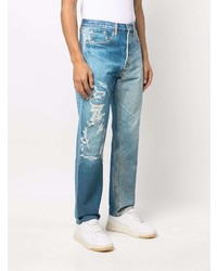 hellblaue Jeans mit Destroyed-Effekten von Doublet