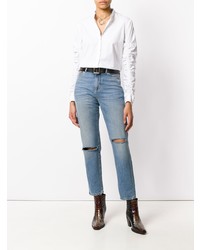 hellblaue Jeans mit Destroyed-Effekten von Saint Laurent