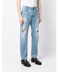 hellblaue Jeans mit Destroyed-Effekten von Frame