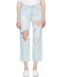 hellblaue Jeans mit Destroyed-Effekten von Sjyp