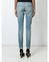 hellblaue Jeans mit Destroyed-Effekten von Saint Laurent