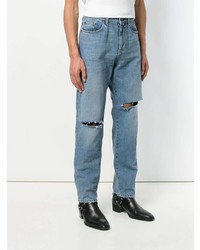 hellblaue Jeans mit Destroyed-Effekten von Saint Laurent