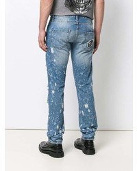 hellblaue Jeans mit Destroyed-Effekten von Philipp Plein