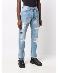 hellblaue Jeans mit Destroyed-Effekten von Evisu