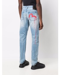 hellblaue Jeans mit Destroyed-Effekten von Evisu