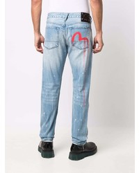 hellblaue Jeans mit Destroyed-Effekten von Evisu