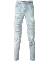 hellblaue Jeans mit Destroyed-Effekten von Stampd