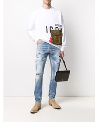 hellblaue Jeans mit Destroyed-Effekten von DSQUARED2