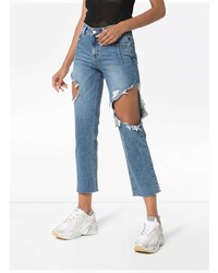 hellblaue Jeans mit Destroyed-Effekten von Sjyp