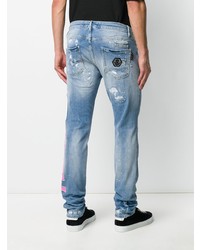 hellblaue Jeans mit Destroyed-Effekten von Philipp Plein