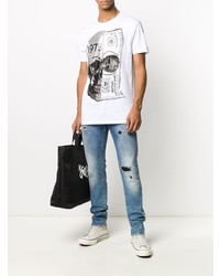 hellblaue Jeans mit Destroyed-Effekten von Philipp Plein