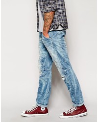 hellblaue Jeans mit Destroyed-Effekten von G Star