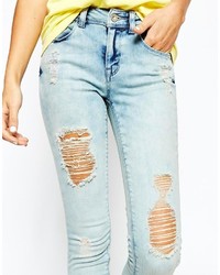 hellblaue Jeans mit Destroyed-Effekten von Only